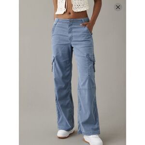 American Eagle Womens Size 14 Super High Rise Baggy Wide Leg Cargo Pants Stretch